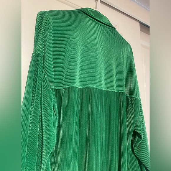 ON HOLD Till Wednesday 💚Green Pleated Button-Up Shirt Dress -12th Tribe - Picture 8 of 9